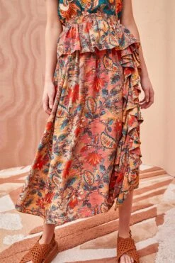 ULLA JOHNSON Ursa Skirt - Coral Bloom -Chic Clothing Store ULLA JOHNSON Ursa Skirt CORAL BLOOM 0080