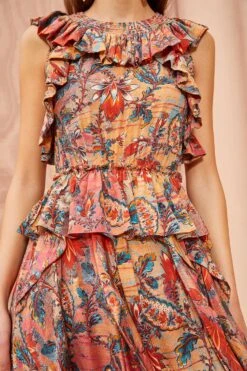 ULLA JOHNSON Violeta Dress - Coral Bloom -Chic Clothing Store ULLA JOHNSON Violeta Dress CORAL BLOOM 03