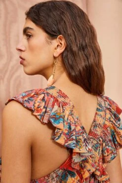 ULLA JOHNSON Violeta Dress - Coral Bloom -Chic Clothing Store ULLA JOHNSON Violeta Dress CORAL BLOOM 05